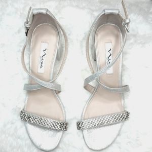 Nina - Nora Formal Silver Sandals w/Rhinestone